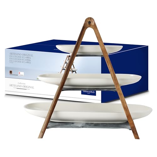 villeroy & boch etagere 3-stöckig 4-teilig porzellan holz für obst