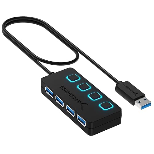 sabrent usb hub 3.2 gen 1 4 port splitter mit schaltern und led anzeige
