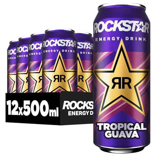 rockstar energy drink tropical guava - koffeinhaltiges erfrischungsgetränk 12 x 500ml