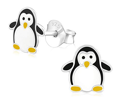 laimons kinder-ohrstecker pinguin ohrringe 6mm schwarz weiß sterlingsilber 925