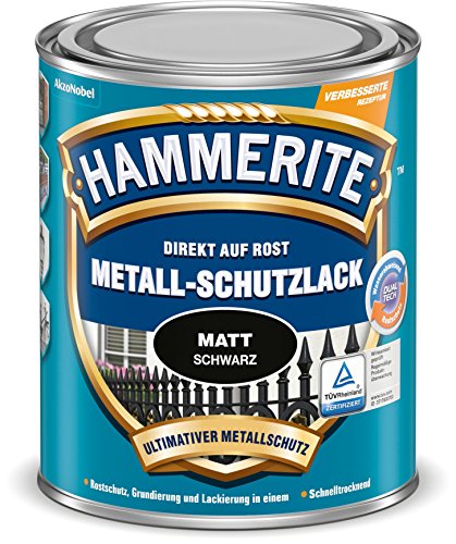Produktbild: hammerite metallschutzlack schwarz, 3in1 rostschutz matt, 750 ml