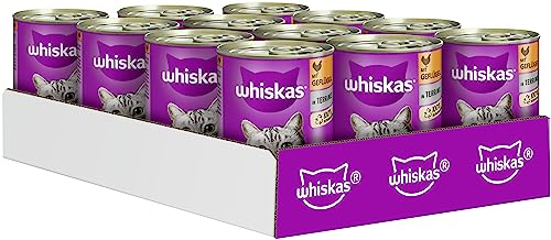 whiskas kattenfutter nassfutter mit geflügel in terrine 12 x 400g