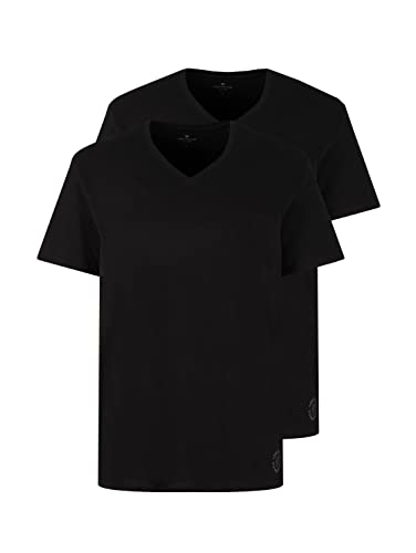 Produktbild: herren t-shirt v-ausschnitt im doppelpack tom tailor schwarz m