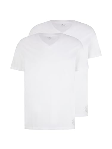 tomm tailor herren t-shirt v-ausschnitt doppelpack weiß größe l