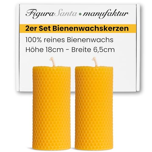 bienenwachskerzen 2er set figura santa adventskerzen stumpenkerzen 18x6,5 cm