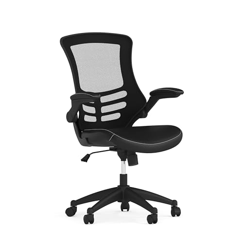 bürostuhl ergonomisch mit netz-rückenstütze und höhenverstellbarem sitz, schwarz