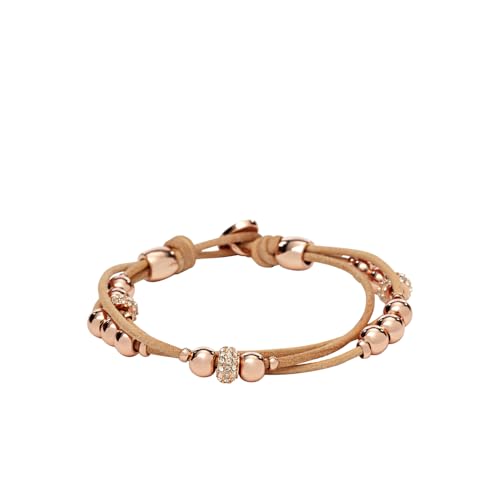 Produktbild: fossil armband frauen 19 cm echtes leder beige braun rosegold metall ja6539791