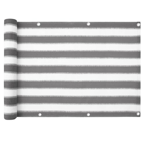 balkon sichtschutz casa pura UV-schutz 90x500cm grau-weiß streifen hdpe