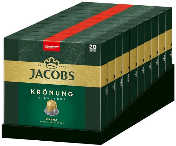 jacobs krönung crema 200er pack kaffee kapseln ab 40,30 euro statt 50 euro