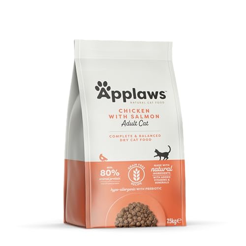 Applaws Katzentrockenfutter Adult, Huhn & Lachs, getreidefrei, 7,5 kg