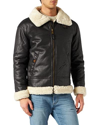 alpha industries b3 fl lederjacke herren schwarz m