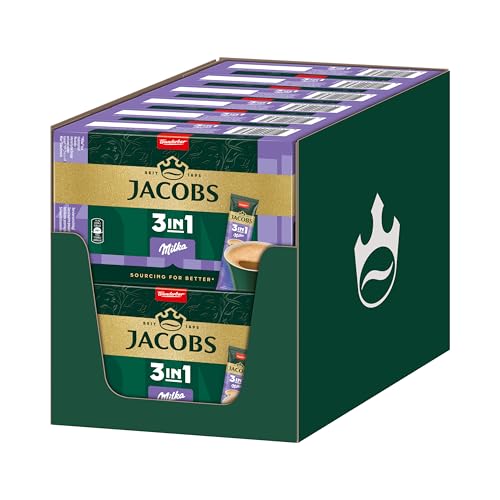 jacobs 3in1 milka instant kaffe, löslicher kaffe mit creamer und zucker, 120 drinks