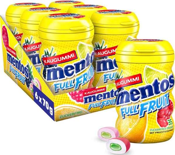 mentos kaugummi full fruit 6 x 70g, ab 12,06 (statt 15)