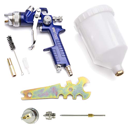 IPOTOOLS lackierpistole hvlp 1,3mm 1,7mm düsen set mit 600 ml becher und edelstahl