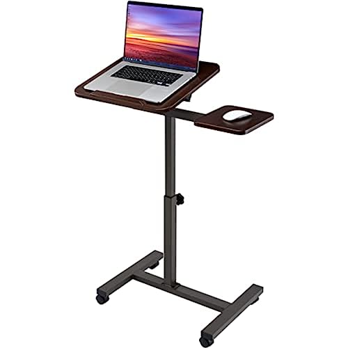 mobiler stehpult von seville classics mit beistelltisch laptoptisch metall braun 66 x 40,6 x 101,6 cm