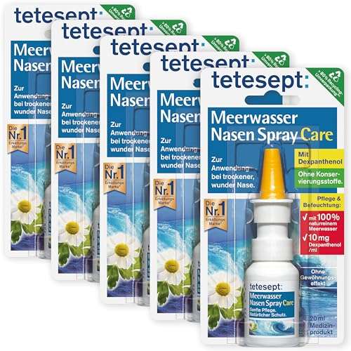 tetesept meerwasser nasenspray care  pflegend, abschwellend, 5 x 20 ml