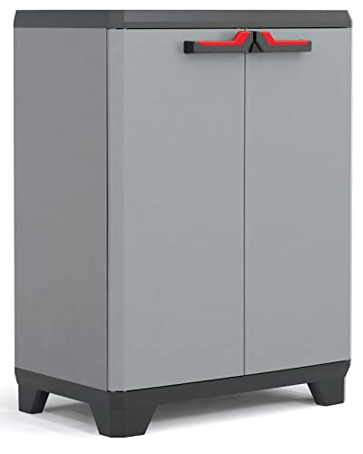 keter stilo kunststoffschrank niedrig 68x39x90cm grau schwarz rot inkl. einlegeboden