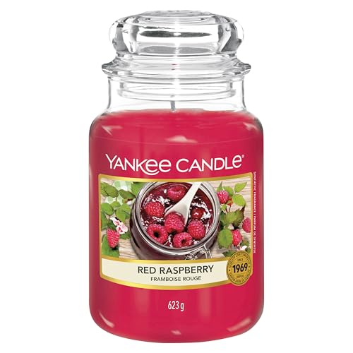 yankee candle duftkerze red raspberry im glas groß, brenndauer 150 stunden