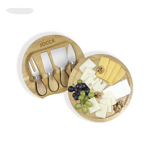 jocca käsebrett set holz 20 cm mit 4 edelstahlmessern