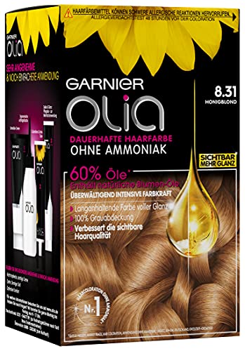 garnier olia haarfarbe ohne ammoniak, honigblond nr. 8.31, 3 x 1 stück