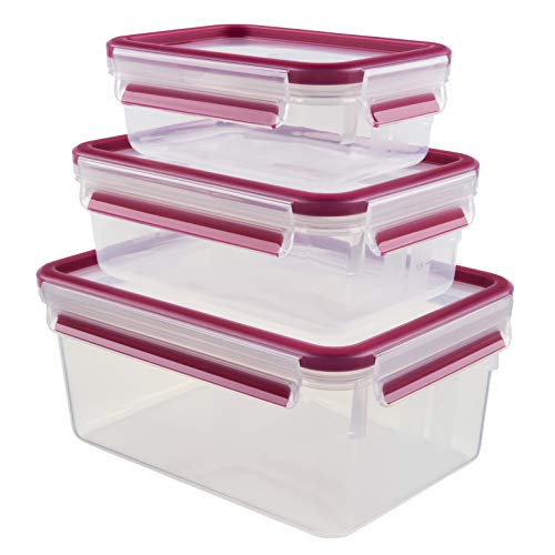 EMSA Clip & Close Frischhaltedosen-Set 3-teilig 0,55l + 1l + 2,20l, dicht, spülmaschinenfest