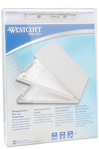 Westcott E-17002 Formularhalter-Box Aluminium DIN A4 mit Aufbewahrungsfach
