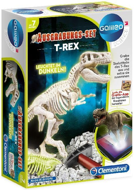 t-rex ausgrabungs-set von clementoni  dinosaurier-fossilien für kinder ab 7 jahren