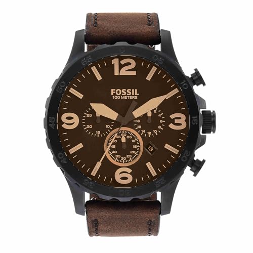 Produktbild: fossil nate herren uhr quartz chronograph leder- oder edelstahlarmband braun JR1487