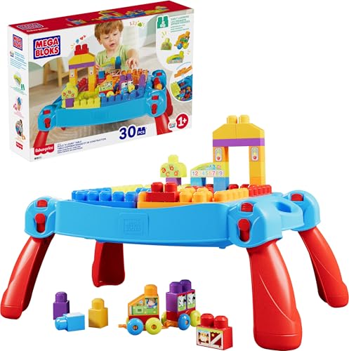 Mattel MEGA BLOKS CNM42 Bau- und Spieltisch, 30 Bausteine, ab 1 Jahr