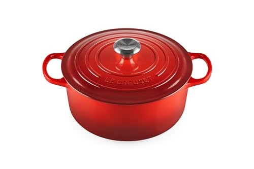 Le Creuset Gusseisen-Bräter 26 cm rund, 5,3 l, für alle Herdarten, Kirschrot