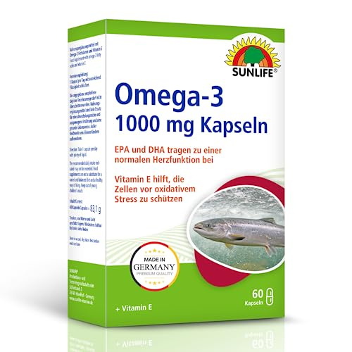 sunlife omega 3 kapseln hochdosiert 1000 mg 60 stück, 180 mg epa, 120 mg dha