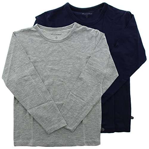 minymo Jungen T-Shirt 2er Pack lange Ärmel mehrfarbig 86 EU (dark navy/grau)