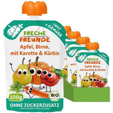freche freunde bio quetschie 6er pack apfel, birne, karotte, kürbis 3,59