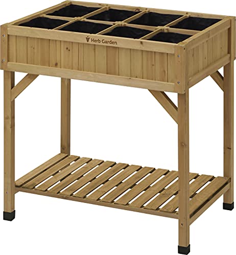 vegtrug kräuter hochbeet 55 l natur 78x58x80 cm pflanzkasten balkon terrasse 8 pflanztaschen