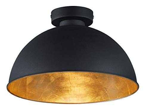 reality leuchten deckenleuchte jimmy, e27, schwarz gold, 31 cm, ohne leuchtmittel