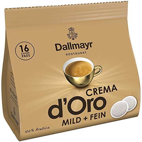 dallmayr crema d'oro kaffee pads mild und fein 16er pack