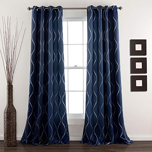 Produktbild: lichtfilternde vorhänge gestreift marineblau von lush decor für wohnraum 132x213 cm