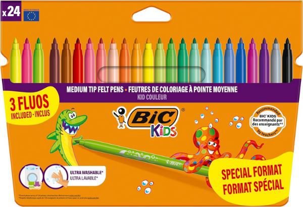 bic kids filzstifte set 24 farben mit neon ab 6,42 euro statt 10 euro