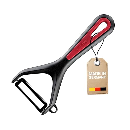 westmark gemüse und spargelschäler mit keramiklinge und ausstecher schwarz/rot