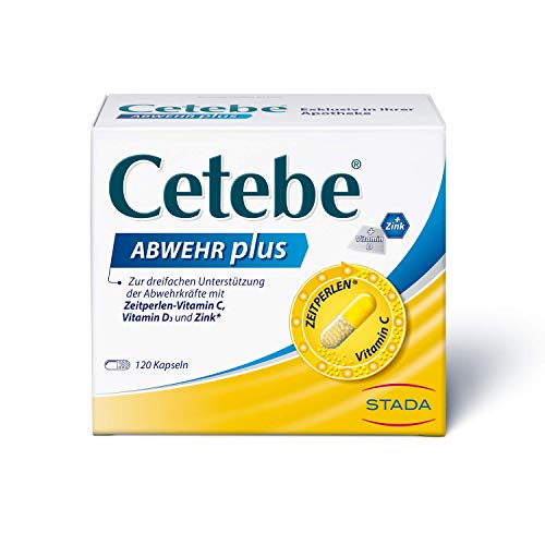 Cetebe Abwehr plus Kapseln - Nahrungsergänzung mit Vitamin C, D und Zink - 120 Stk.