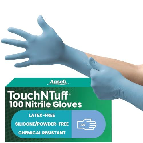 Ansell TouchNTuff 92-665 Nitril Einweghandschuhe M, Puderfrei, Latexfrei, Blau