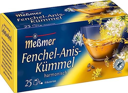 meßmer fenchel-anis-kümmel 25 teebeutel, grüner tee, pfefferminze, früchte-mischung