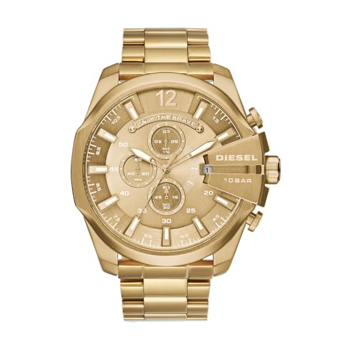 diesel herrenuhr mega chief quarz chronograph 51 mm gold edelstahlarmband dz4360