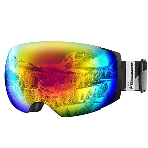 outdoormaster skibrille unisex mit wechselgläsern, 100% uv-schutz, anti-nebel