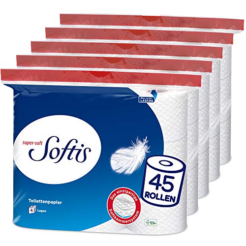 toilettenpapier softis 4-lagig 45 rollen 100 blatt recyclebar fsc-zertifiziert