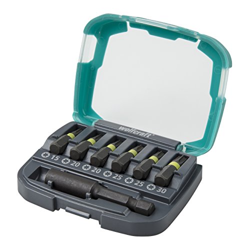 wolfcraft impact-bit-box 7-tlg torx t15-30 mit spezialgehärteten bits und bithalter
