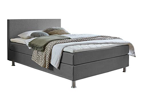 boxspringbett 120 x 209 cm atlantic home collection edison grau h2 mit topper