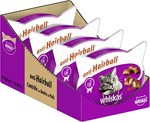 whiskas katzensnack gegen haarballen, 8x60g, unterschiedliche packungen