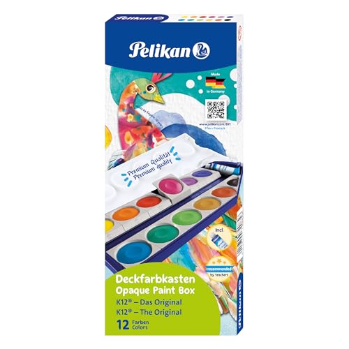 pelikan opaque paint box set k12, 12 farben und 1 tube opaque weiss, schule