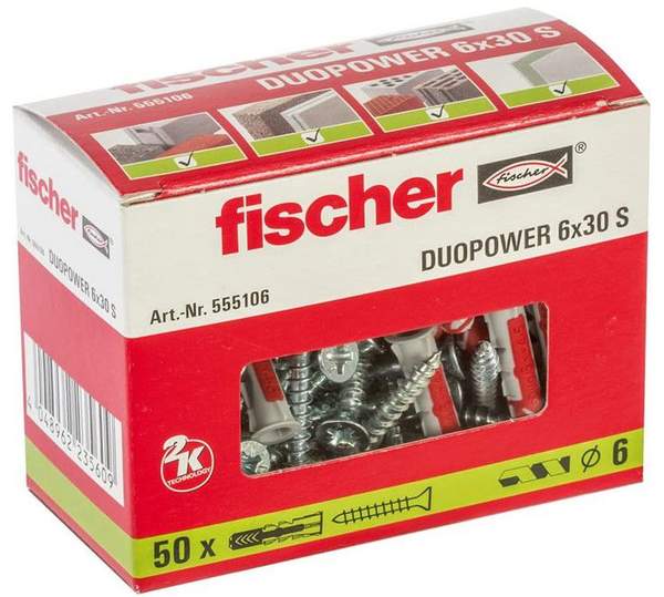 fischer duopower 50 x 6 x 30 schrauben mit universaldübel für 7,99